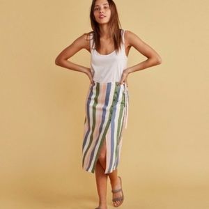Marine Layer Striped Button Midi Skirt